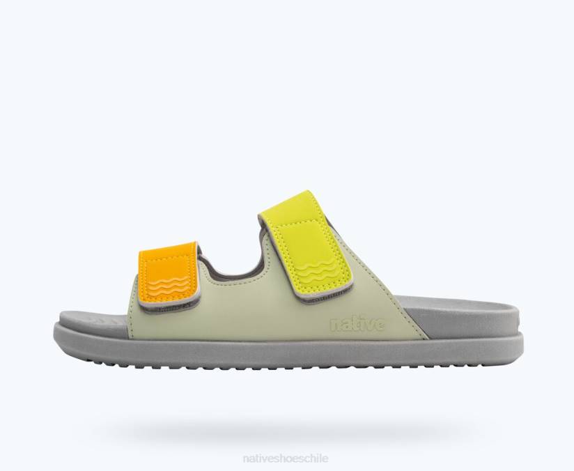 Native Shoes hombres calzado correas de viaje verde té/ gris paloma/ chartreuse H2DZ4 frankie sugarlite