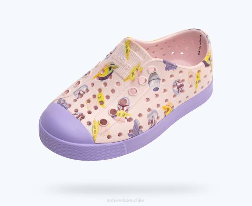 Native Shoes niños calzado rosa leche/ morado curativo/ mando aop H2DZ223 impresión de jefferson star wars
