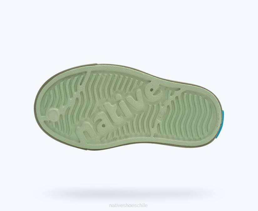 Native Shoes niños calzado verde té/verde lago/bloque de montaña del cráter H2DZ188 bloque jefferson